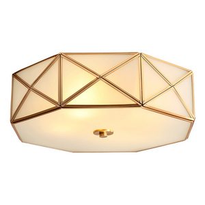 American country style brass lamp  modern living room bedroom balcony  hallway brass flush mount ceiling light