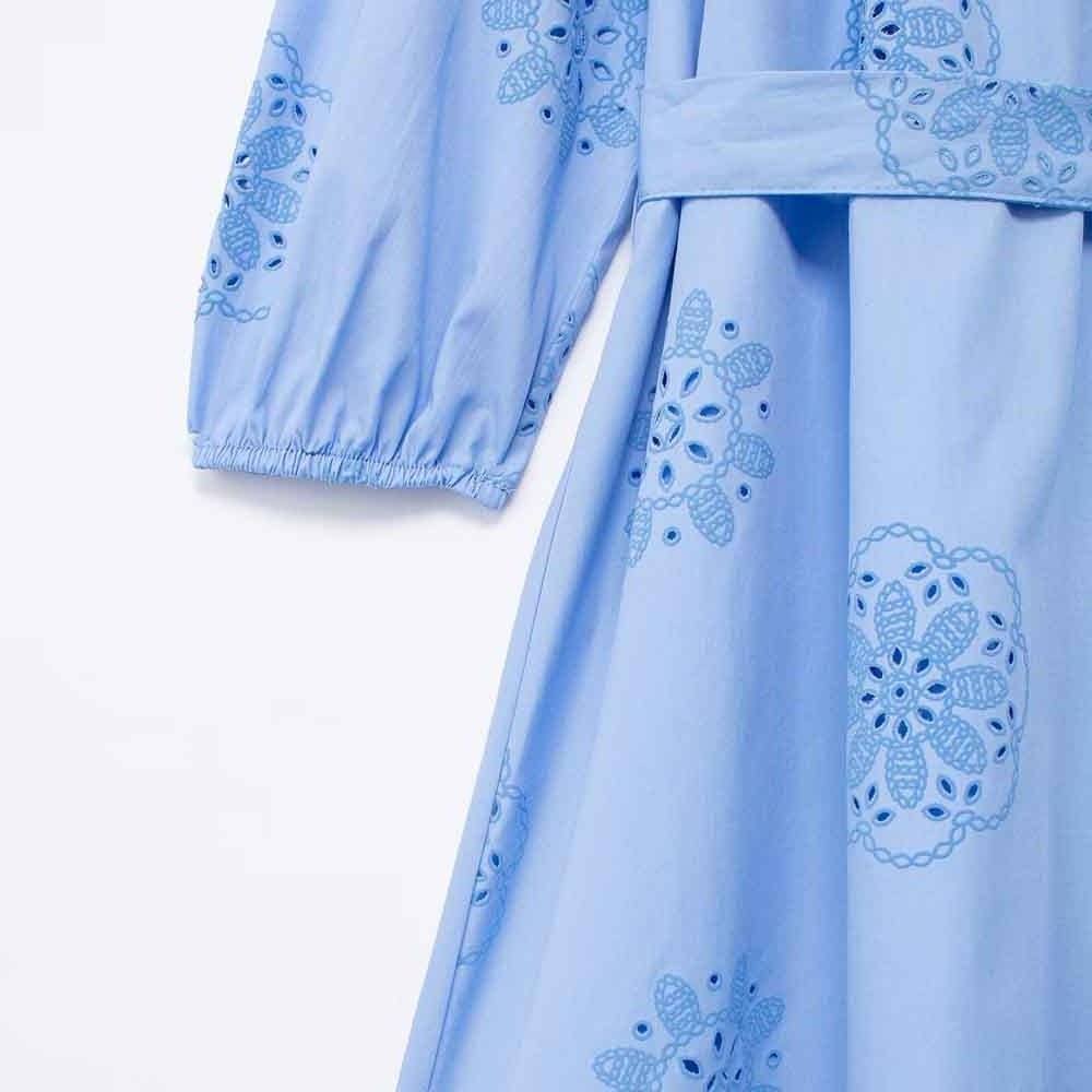 2024 Women's new fashion pressed glue embroidery decorated poplin dress Retro loose casual new style summer chic dress