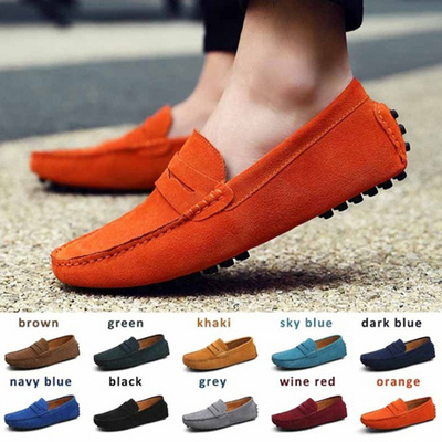 Men Casual Shoes Classic Original Suede Leather Penny Loafers Slip On Flats Male Moccasins Peas Shoes