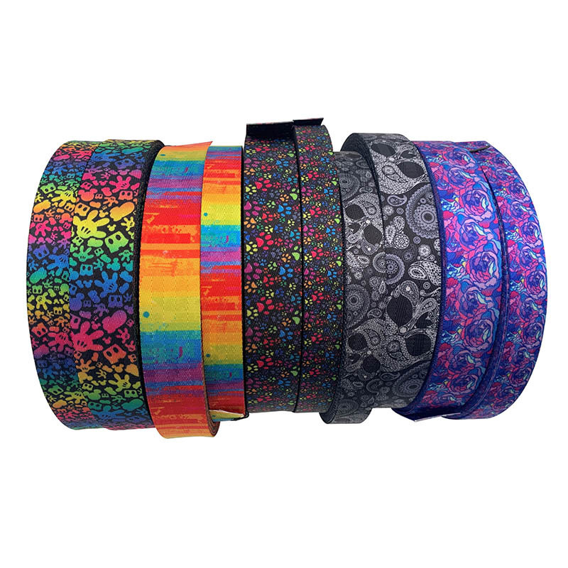 Custom Nylon Polyester Webbing Jacquard Printing Color Webbing Bag Strap Rainbow Seatbelt Webbing