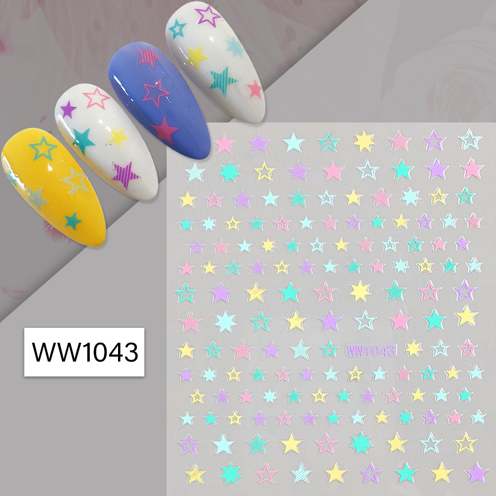 Factory Wholesale Nail art sticker macaroon star Heart Clouds dragon shiny nail decals nail art decoration