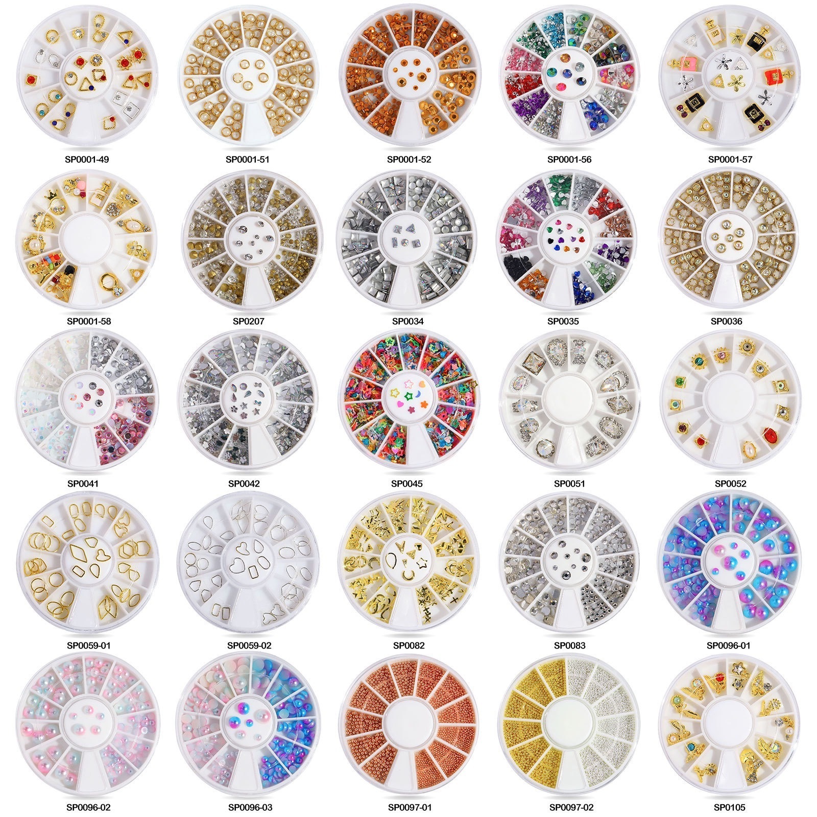 3D Nail Art Charms Rhinestone in Wheel Design Stone Decorations Jewelry DIY Nail art Adhesive Rhinestones Mix