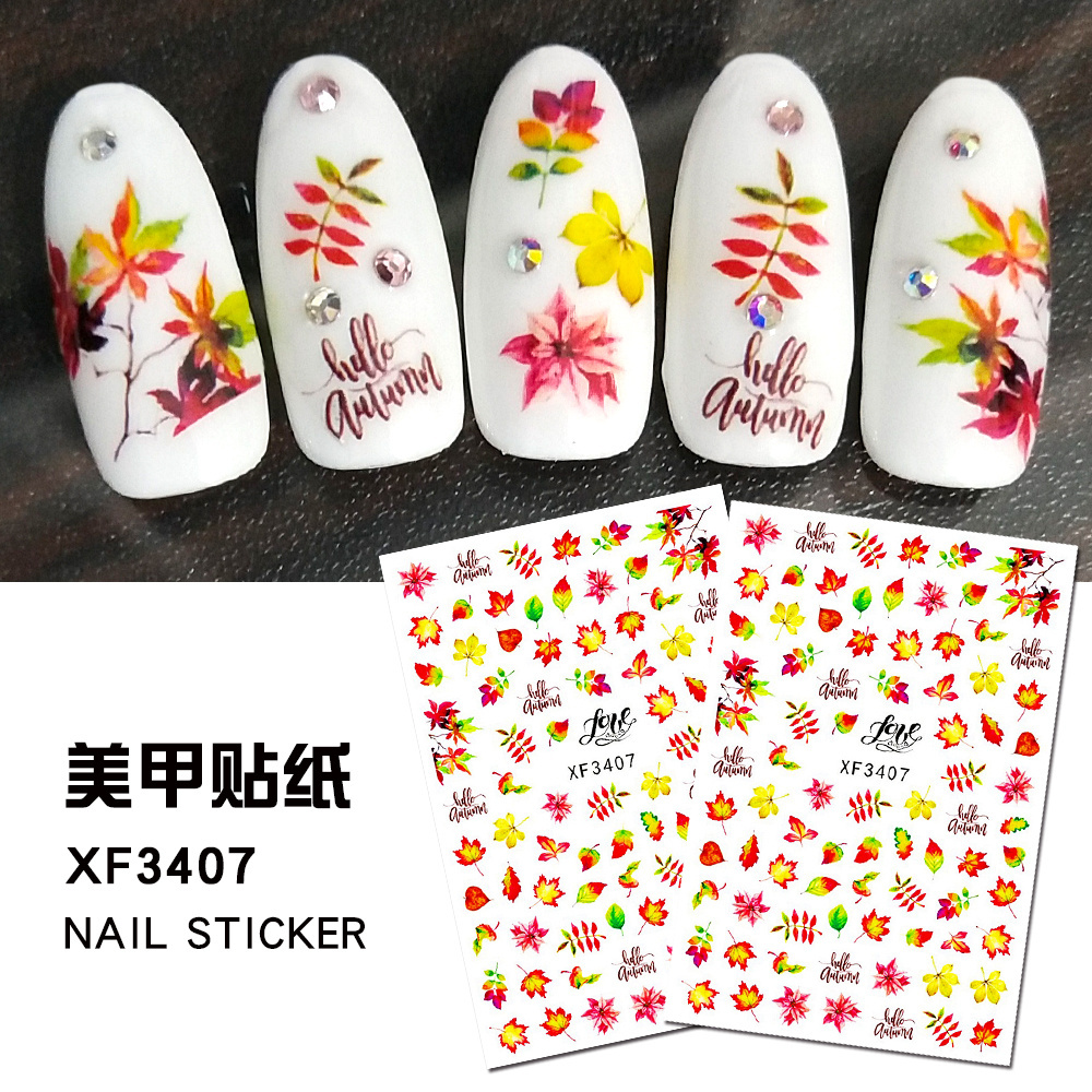 Nail Art Decals Autumn Fall Maple Leaves Nail Stickers for Nail Decoration