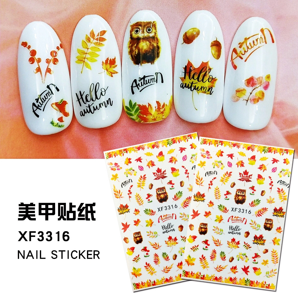 Nail Art Decals Autumn Fall Maple Leaves Nail Stickers for Nail Decoration