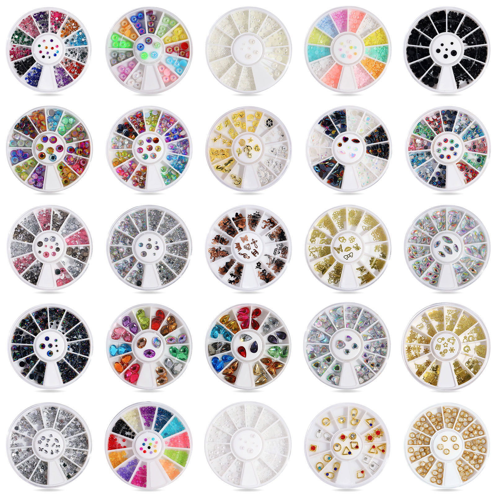 3D Nail Art Charms Rhinestone in Wheel Design Stone Decorations Jewelry DIY Nail art Adhesive Rhinestones Mix