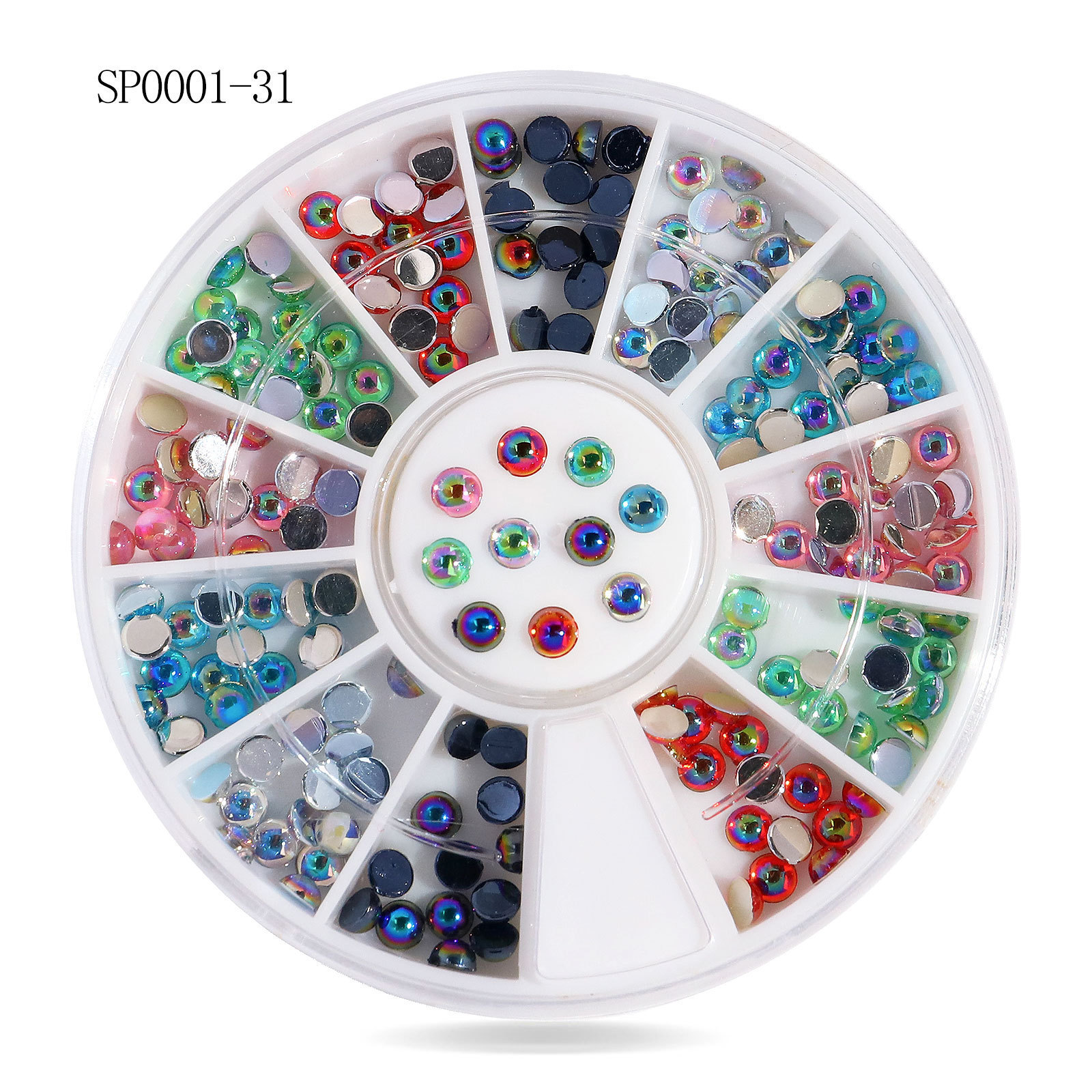 3D Nail Art Charms Rhinestone in Wheel Design Stone Decorations Jewelry DIY Nail art Adhesive Rhinestones Mix