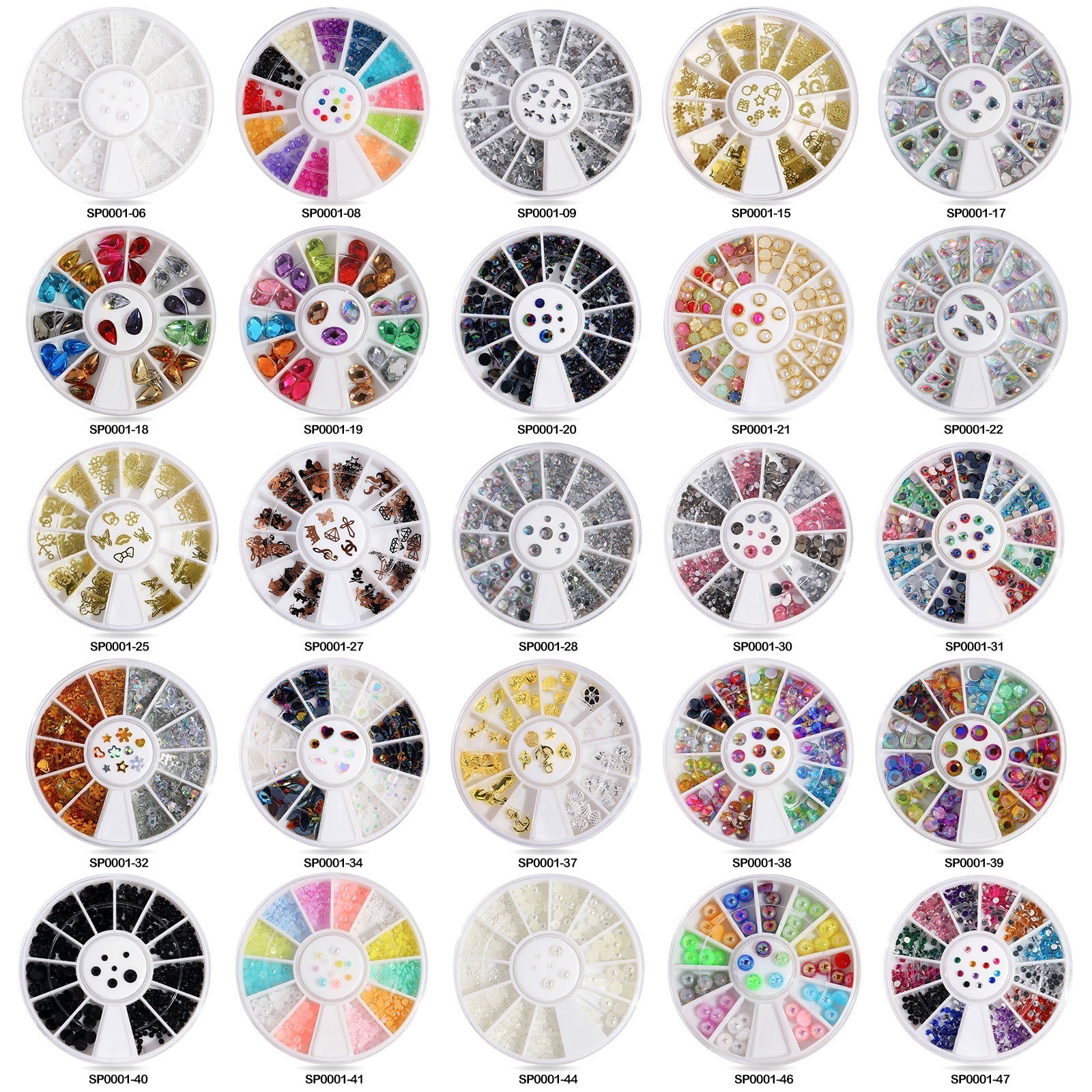 3D Nail Art Charms Rhinestone in Wheel Design Stone Decorations Jewelry DIY Nail art Adhesive Rhinestones Mix