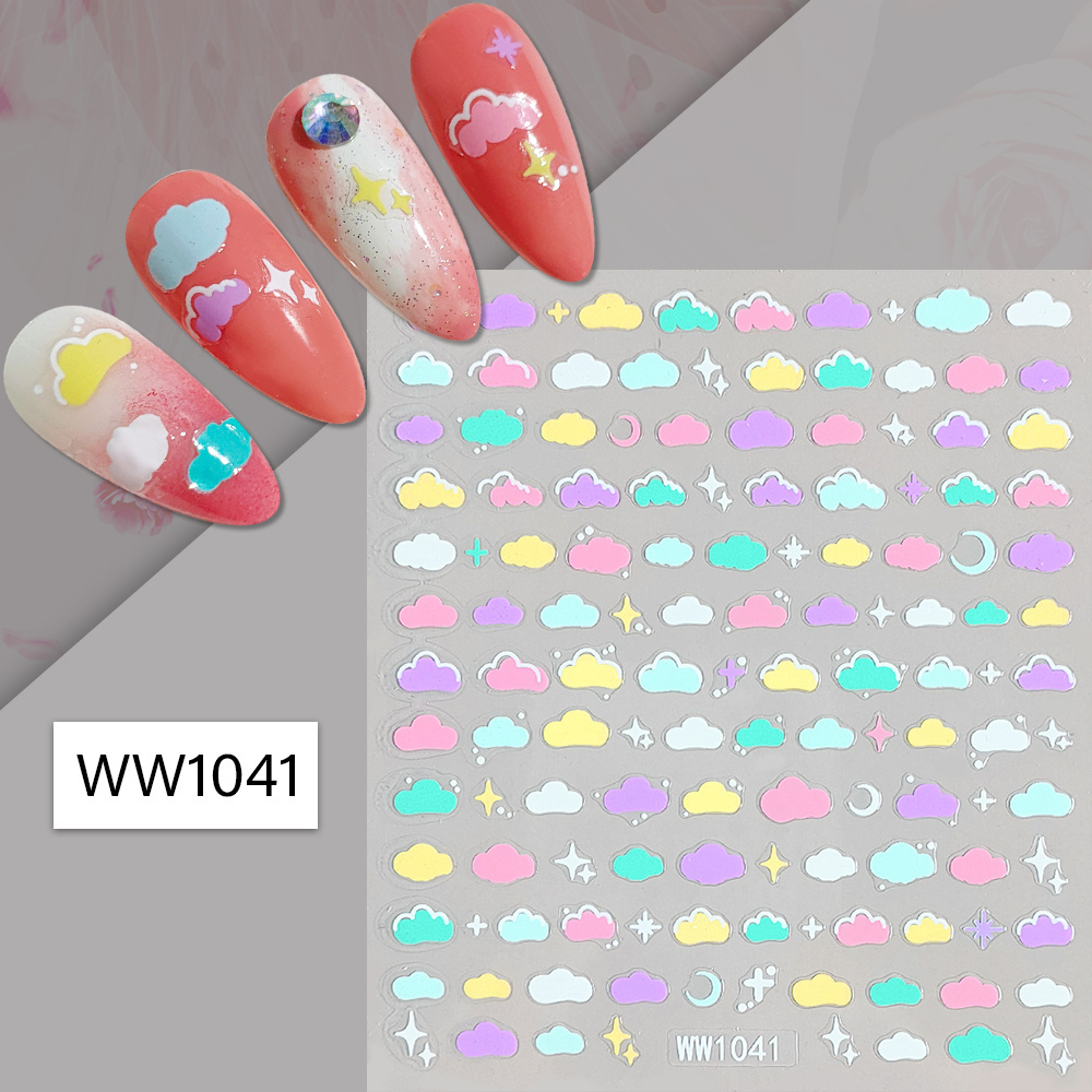 Factory Wholesale Nail art sticker macaroon star Heart Clouds dragon shiny nail decals nail art decoration