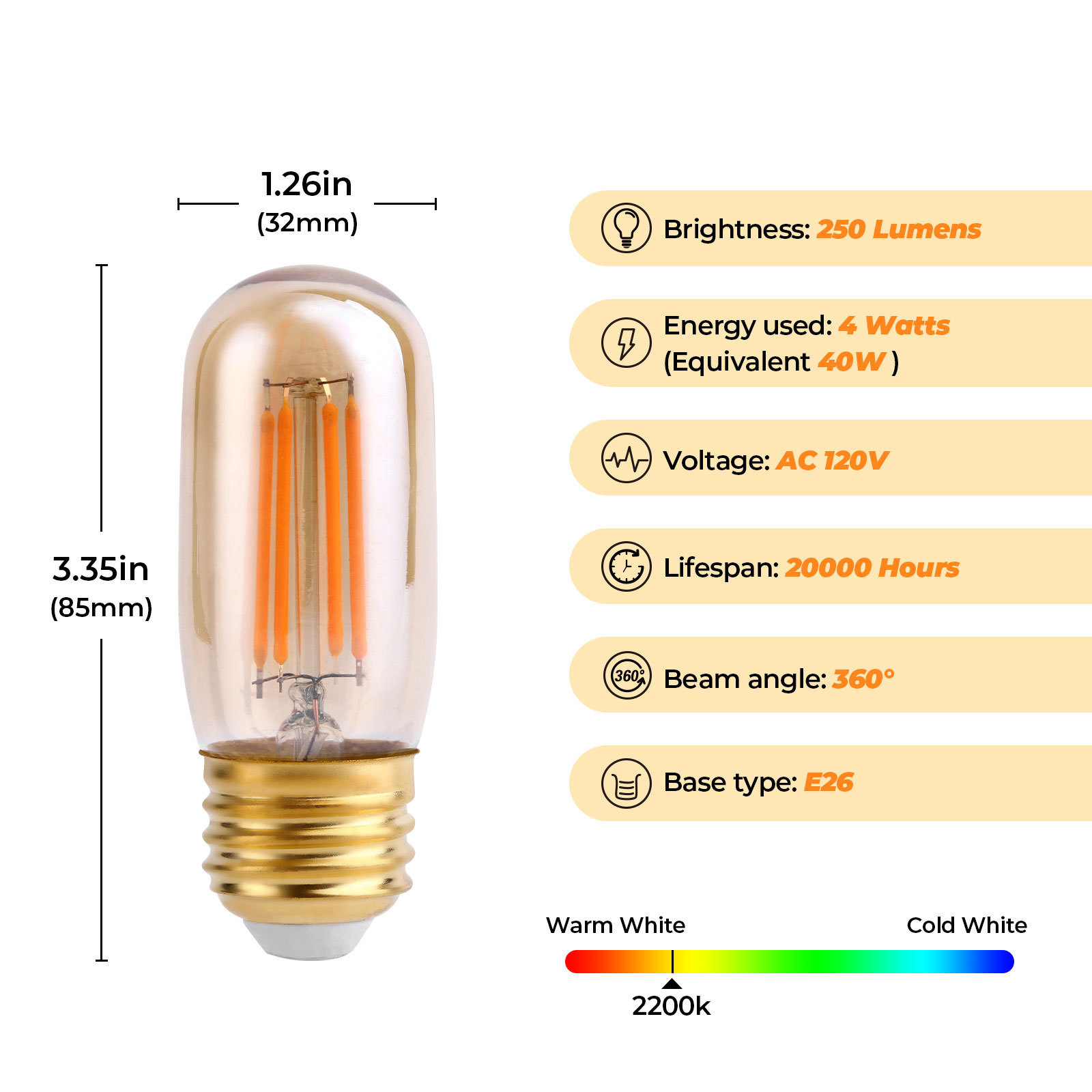 Manufacturer authentic T10 tubular bulb filament Dimmable 4W LED Edison bulb incandescent bulb Bedroom lamp ceiling