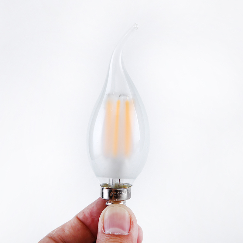 Dimmable filament LED bulb Candle C35 Warm White Ultra Bright Light 4W Glass Housing Bulb