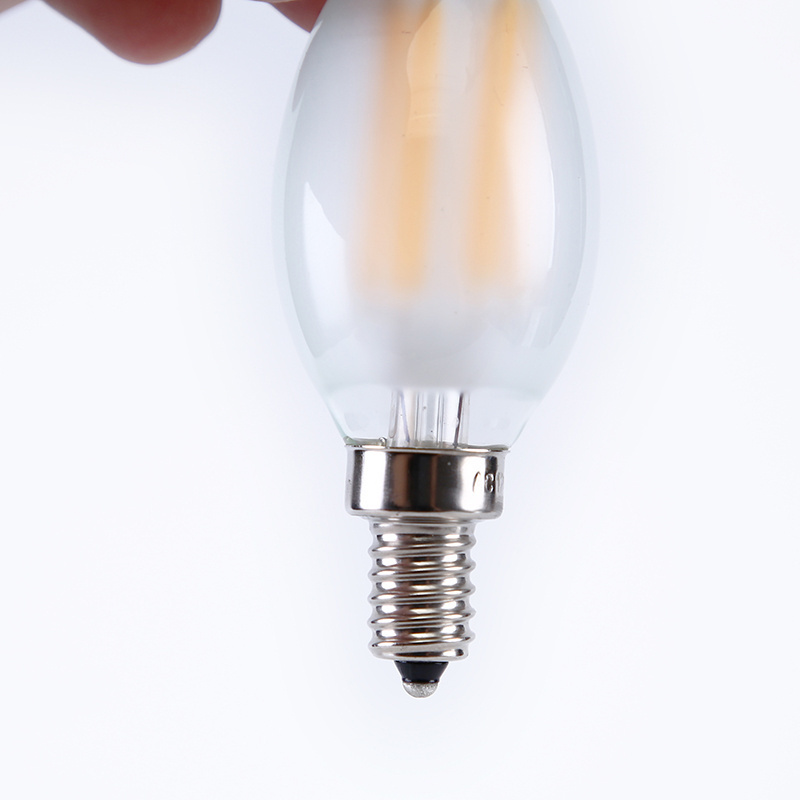 Dimmable filament LED bulb Candle C35 Warm White Ultra Bright Light 4W Glass Housing Bulb