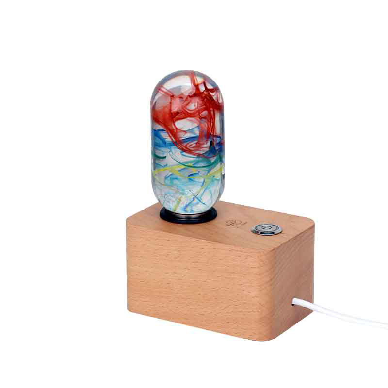 Creative Transparent Aesthetics LampPoly Resin Ornaments Table Lamp Atmosphere Bulb Lighting With  Wooden Socket