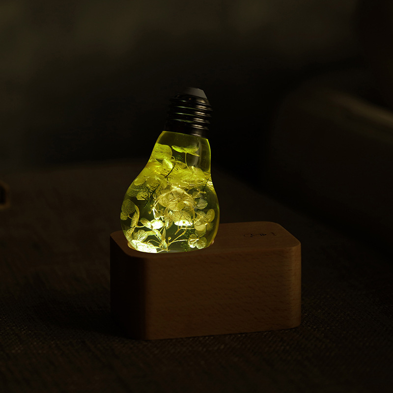 E.P Light Bulb Handmade Resin Led Yellow Hydrangea Bulb For Holiday Gifts Home Coffee Shop Decorations