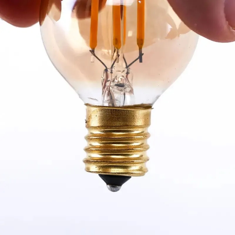 High Quality Amber E27 3W 2200K Edison G40 Mini Earth Light Golden Tone Dimmable LED Bulb Round Ball String Bulb