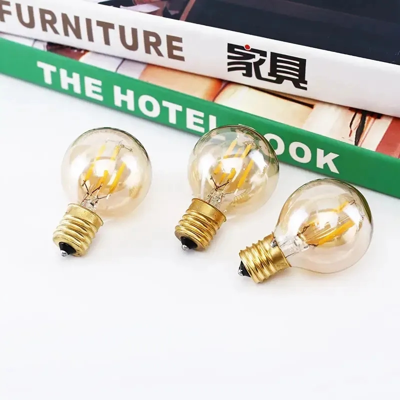 High Quality Amber E27 3W 2200K Edison G40 Mini Earth Light Golden Tone Dimmable LED Bulb Round Ball String Bulb