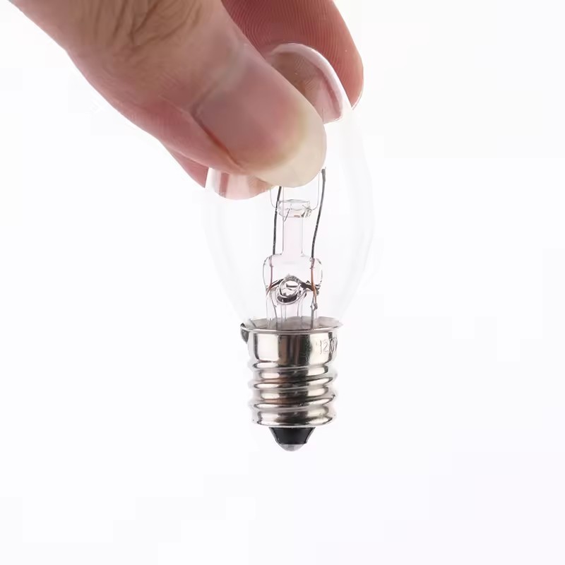 Factory wholesale mini replacement candles C7 transparent 1W 2W E12 base incandescent bulbs