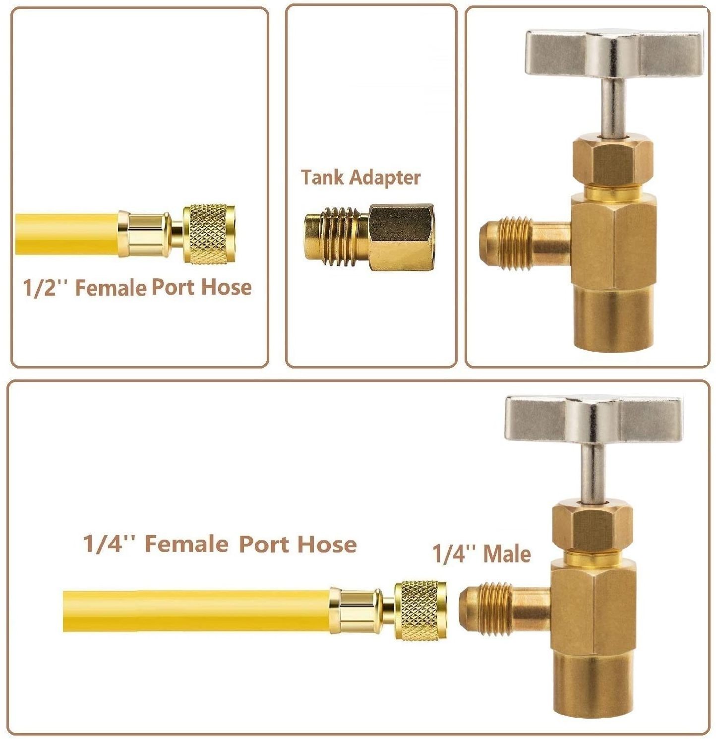 R134A Self Sealing Can Tap Valve Refrigerant Dispenser Tool with Tank Adapter with Valve Core Remover for AC Refrigerant Hose