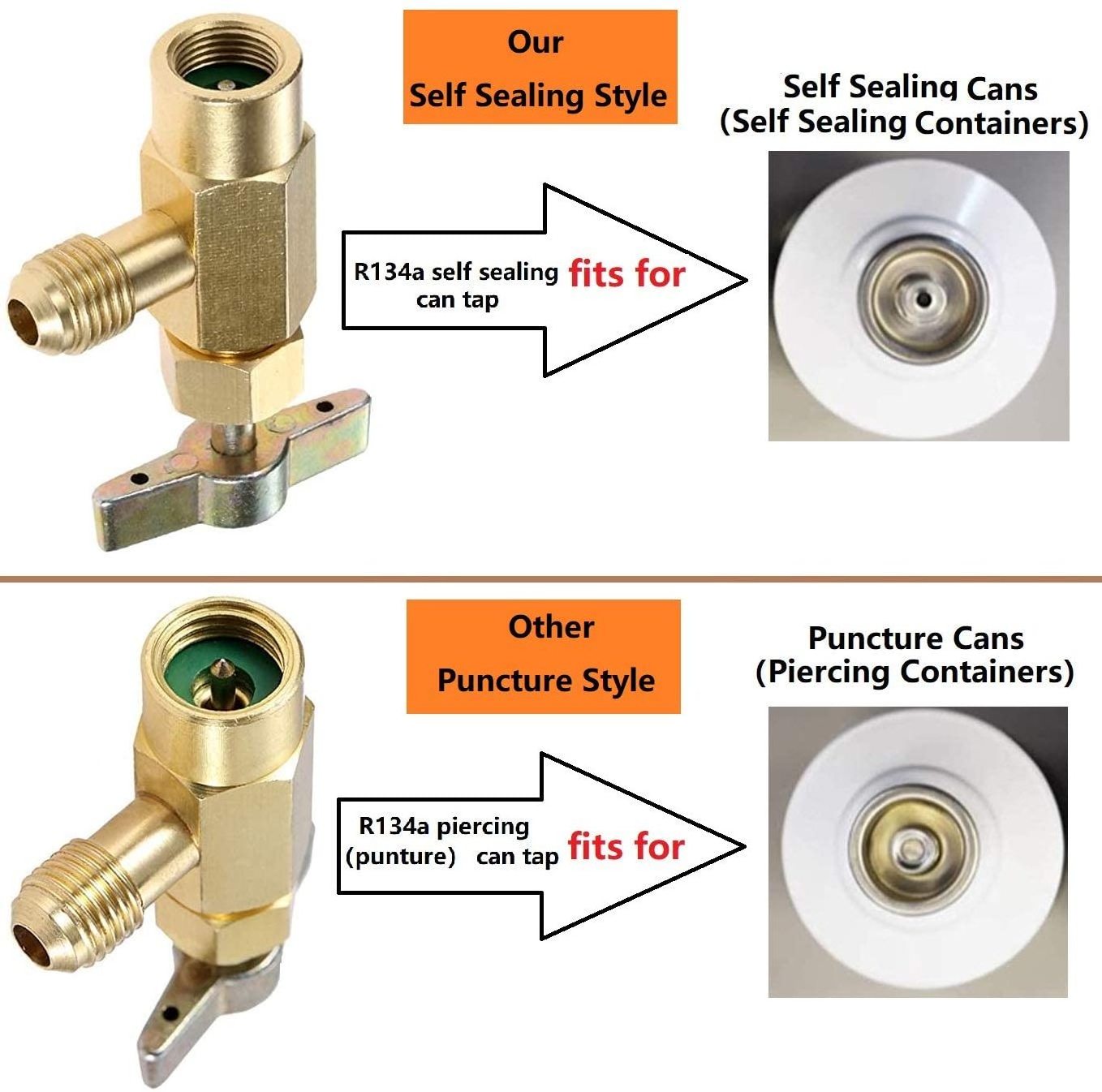 R134A Self Sealing Can Tap Valve Refrigerant Dispenser Tool with Tank Adapter with Valve Core Remover for AC Refrigerant Hose