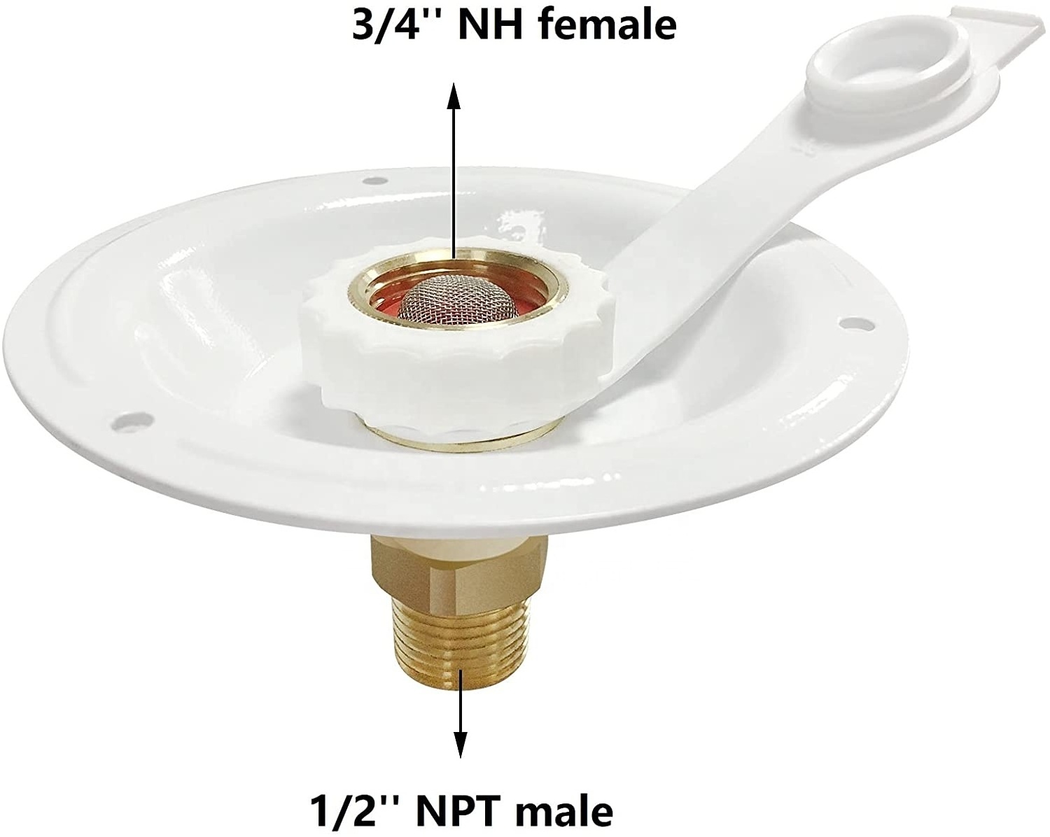 RV City Water Check Valve 3/4 NH Female to 1/2 NPT Male Lead-free Brass RV Flush Mount City Water Inlet Flange Check Valve