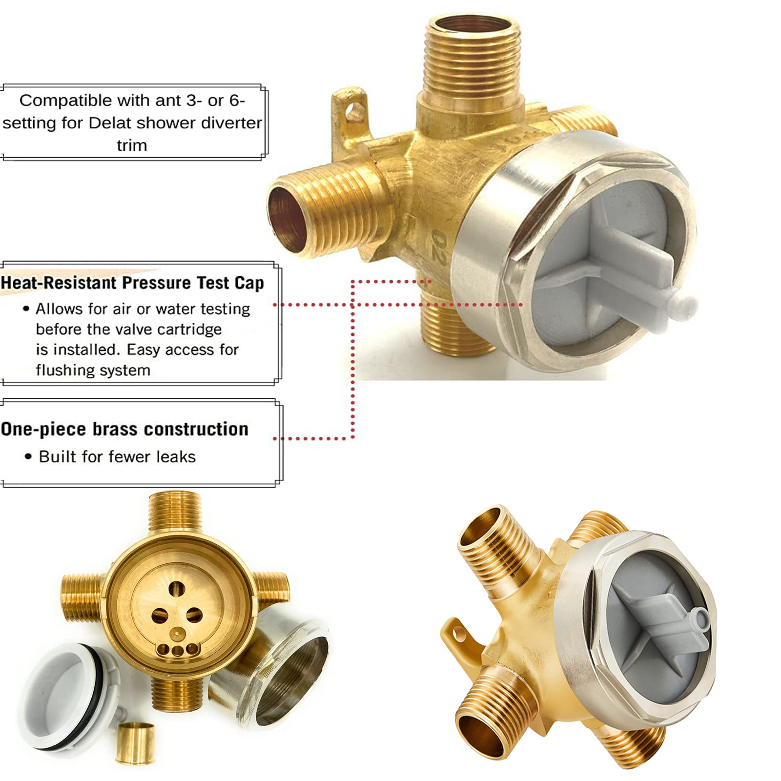 Shower Diverter Valve Shower Diverter Rough-in Valve Replacement for Delta R11000 3, 6 Setting