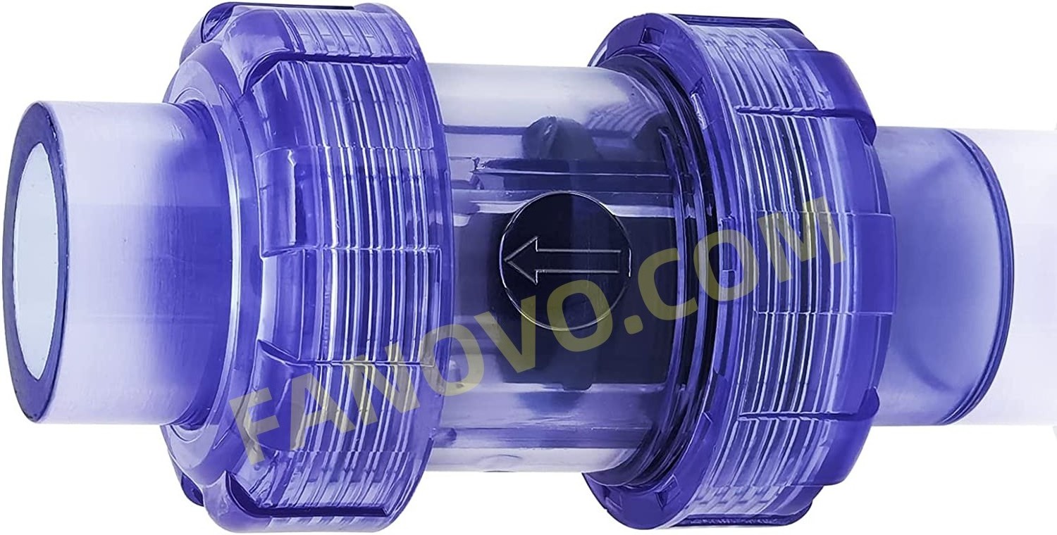 Transparent Blue UPVC Check Valve  PVC Union Check Valve   Heavy Duty Suitable for Sump Pump, Irrigation, Pool