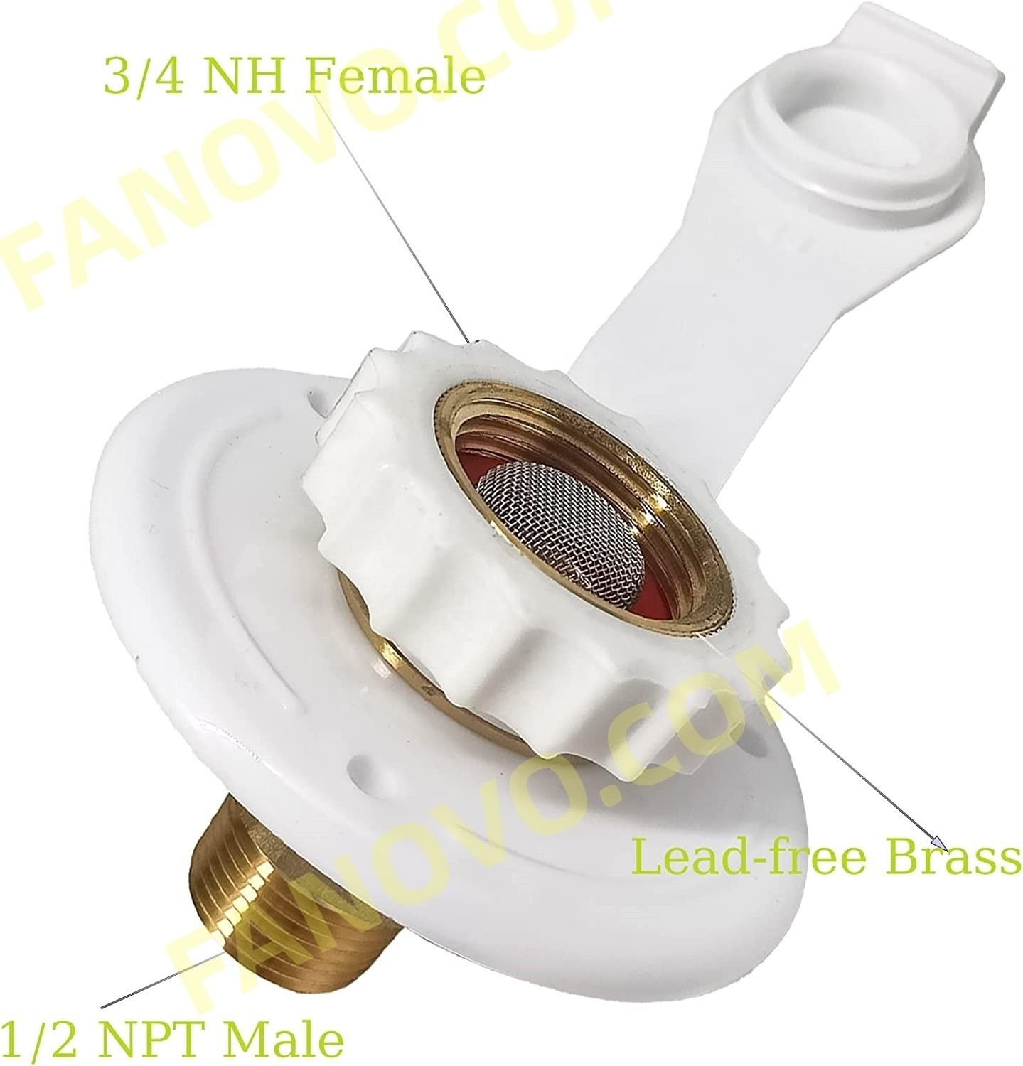 3/4 NH Female to 1/2 NPT Male RV White city water fill inlet Flange brass  Check valve for RV Marine Camper