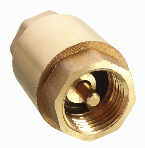 1/2 Inch NPT Vertical In-Line Spring Loaded Brass Check Valve