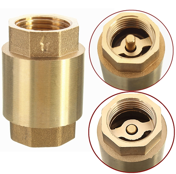 1/2 Inch NPT Vertical In-Line Spring Loaded Brass Check Valve