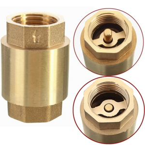 1/2 Inch NPT Vertical In-Line Spring Loaded Brass Check Valve