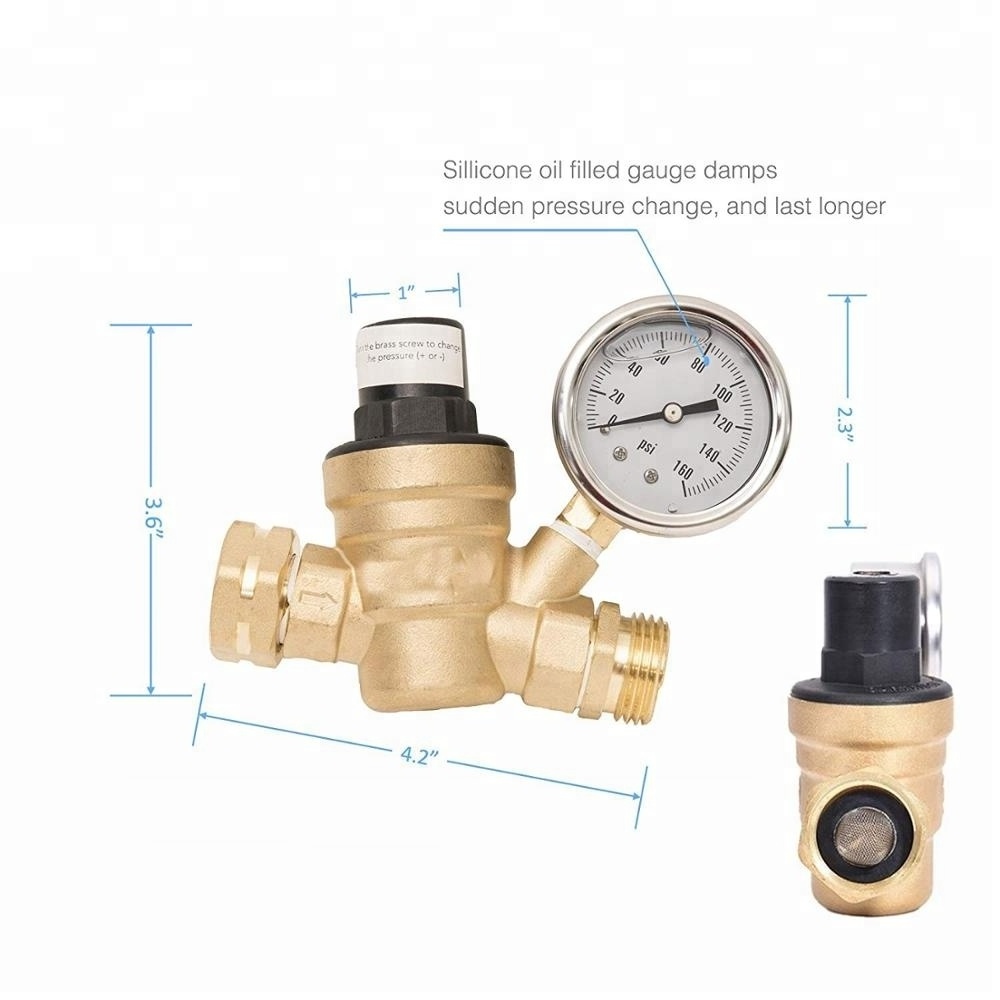 3/4'' Brass Lead-Free Adjustable Water Pressure Regulator Valve