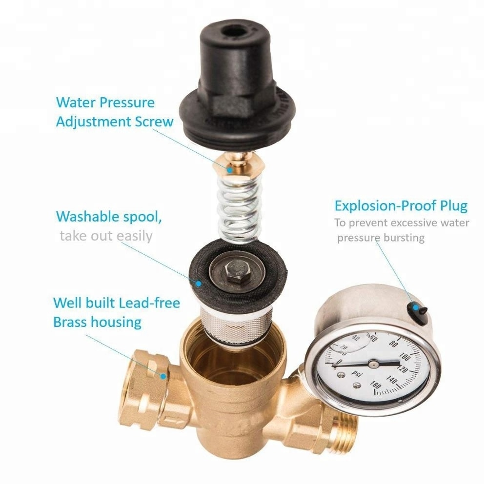 3/4'' Brass Lead-Free Adjustable Water Pressure Regulator Valve