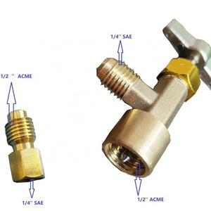 R134A Can Tap Valve with Tank Adapter for 1/4 and 1/2 inch AC Freon Charging Hose non-self-sealing Can Valve