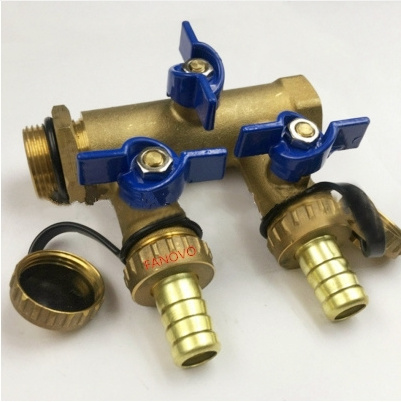 G3/4 inch Four Way Valve Solar Drain  Valve  Brass manifold Water switch valve pipe barb hose fitting