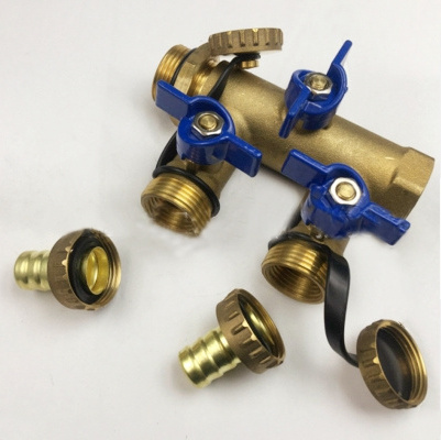 G3/4 inch Four Way Valve Solar Drain  Valve  Brass manifold Water switch valve pipe barb hose fitting