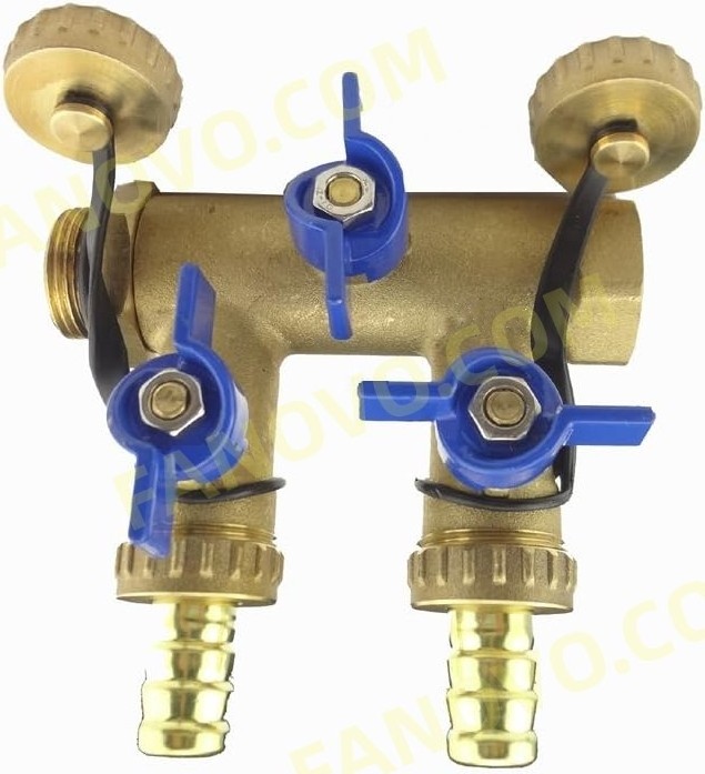 G3/4 inch Four Way Valve Solar Drain  Valve  Brass manifold Water switch valve pipe barb hose fitting