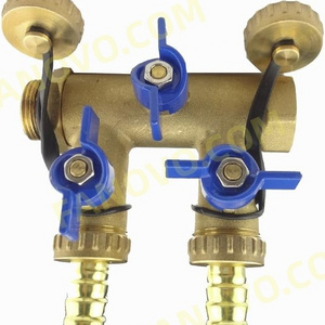 G3/4 inch Four Way Valve Solar Drain  Valve  Brass manifold Water switch valve pipe barb hose fitting