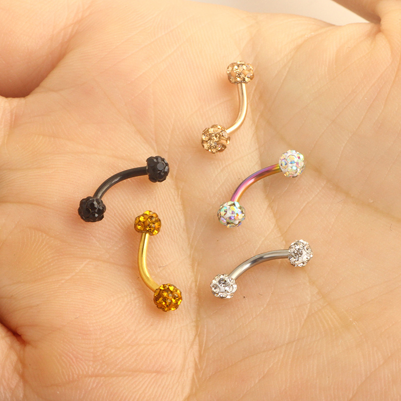 Eyebrow Banana Piercing Ring Curved Barbell Lip Ring Snug Daith Helix Rook Earring Cartilage Tragus Jewelry 16G 5 color wholesa