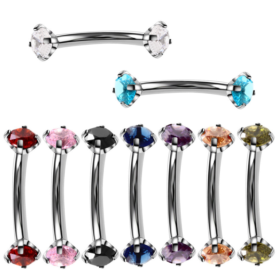 16G Surgical Steel Eyebrow Ear Navel Belly Lip Ring Body Piercing Jewelry Lip Ring Eyebrow Studs Cartilage Tragus Cubic Zirconia