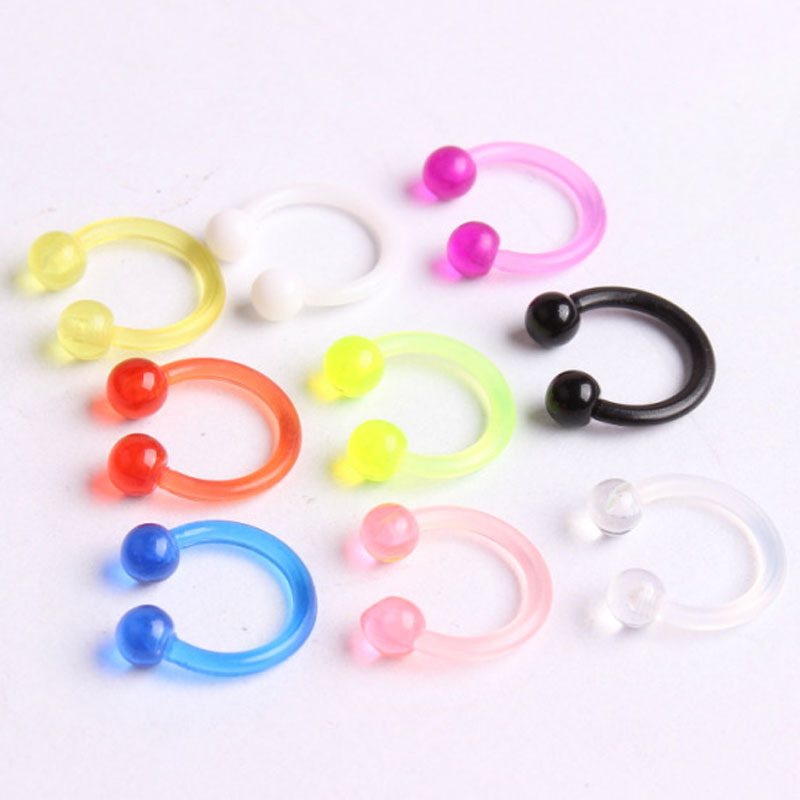 16G Flexible Lip Rings Hoops Nose Septum Eyebrow Rings Clear Acrylic Cartilage Helix Rook Daith Piercing Retainer Plastic Horses