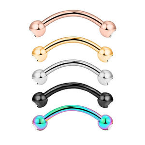 Gem Curved Barbell Eyebrow Rings Piercing 16G Surgical Steel Daith Rook Earring Belly Button Ring New Lip Piercing Jewelry 5 col