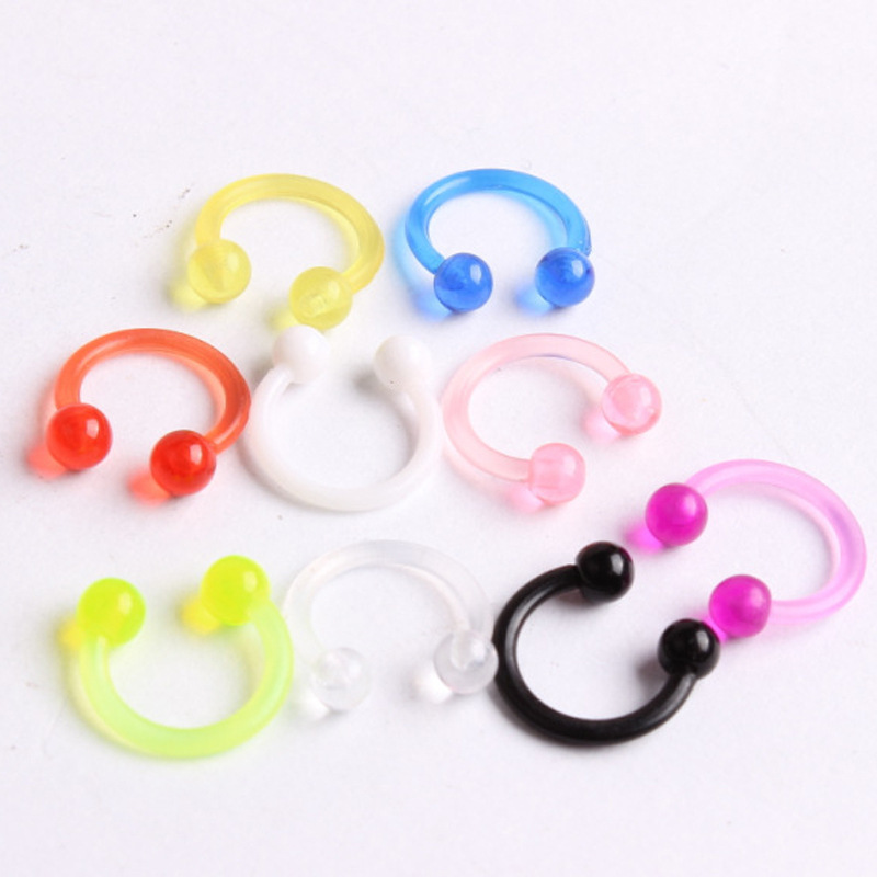 16G Flexible Lip Rings Hoops Nose Septum Eyebrow Rings Clear Acrylic Cartilage Helix Rook Daith Piercing Retainer Plastic Horses