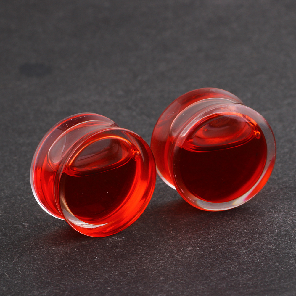 Wholesales Acrylic Red Blood  Liquid Flared Ear Tunnels Ear Plugs  6-20mm Expander Stretcher Gauges Piercing Body Jewelry