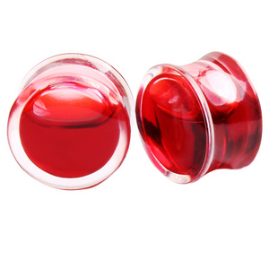 Wholesales Acrylic Red Blood  Liquid Flared Ear Tunnels Ear Plugs  6-20mm Expander Stretcher Gauges Piercing Body Jewelry