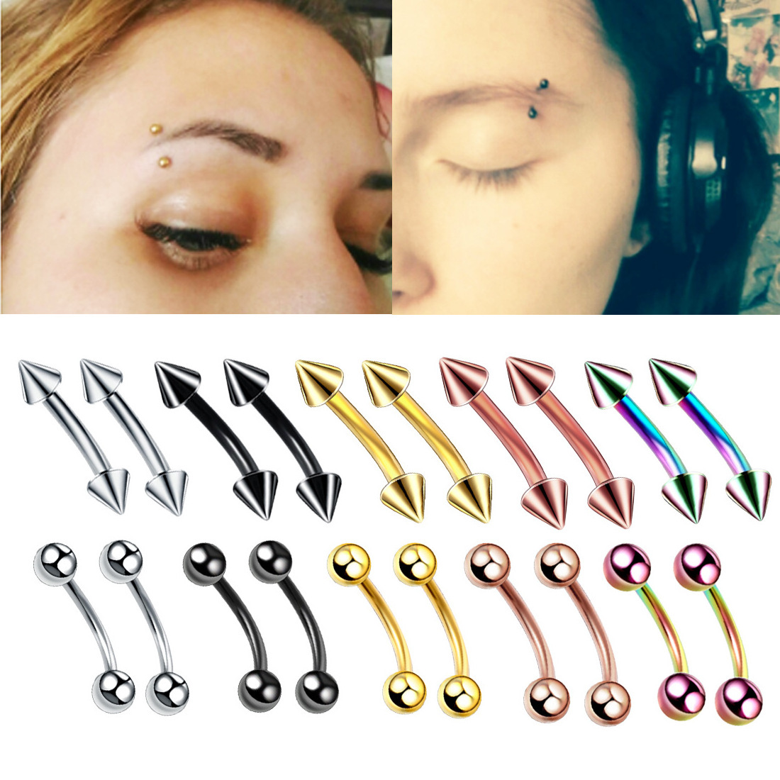 Mix 6/8/10mm 30pcs Surgical Steel 3mm Ball Eyebrow Piercing Curved Barbell Ring Helix Rook Tragus Earring Body Jewelry Piercing