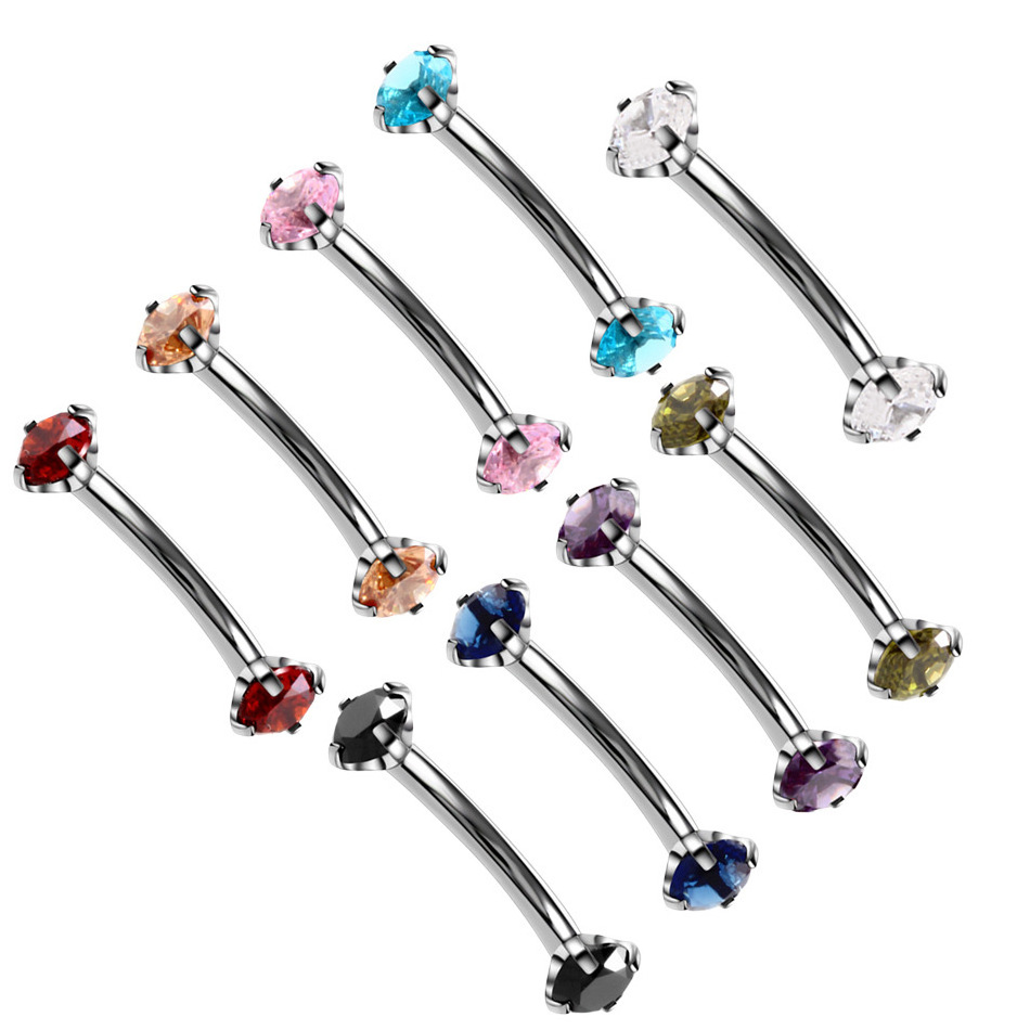 16G Surgical Steel Eyebrow Ear Navel Belly Lip Ring Body Piercing Jewelry Lip Ring Eyebrow Studs Cartilage Tragus Cubic Zirconia