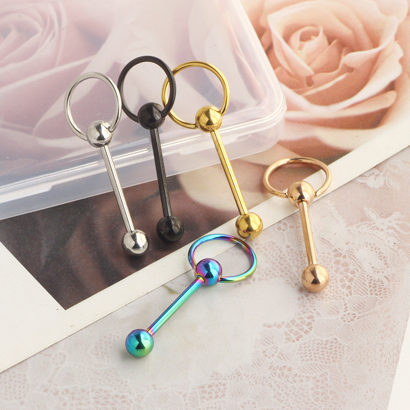 Assorted Tongue Rings, 14G Stainless Steel Tongue Piercing Rings Assorted Barbell bar Nipple Cute Tongue Rings for Women Men