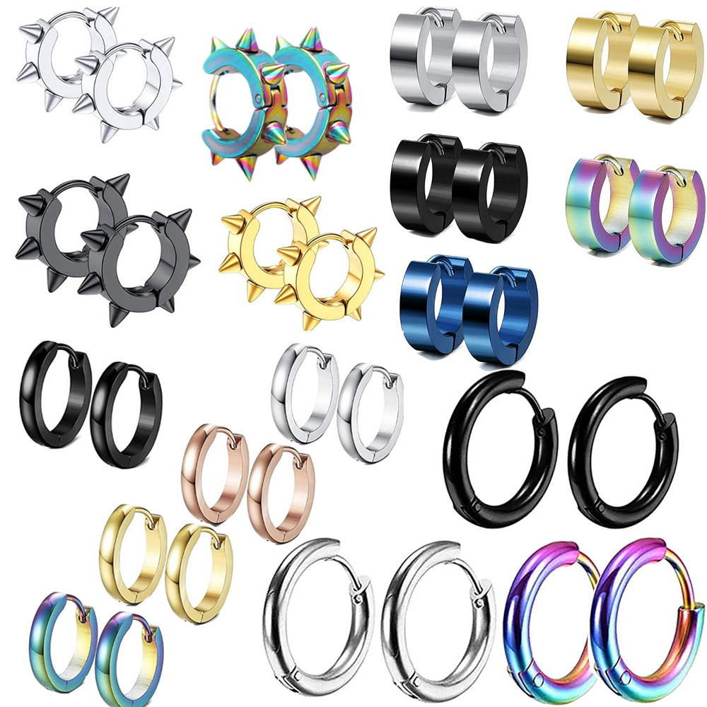 Mix Color Style 30pcs Tragus Piercing Earrings Stainless Steel 20G Ear Studs Helix Cartilage Ring Wholesale Body Jewelry For Men