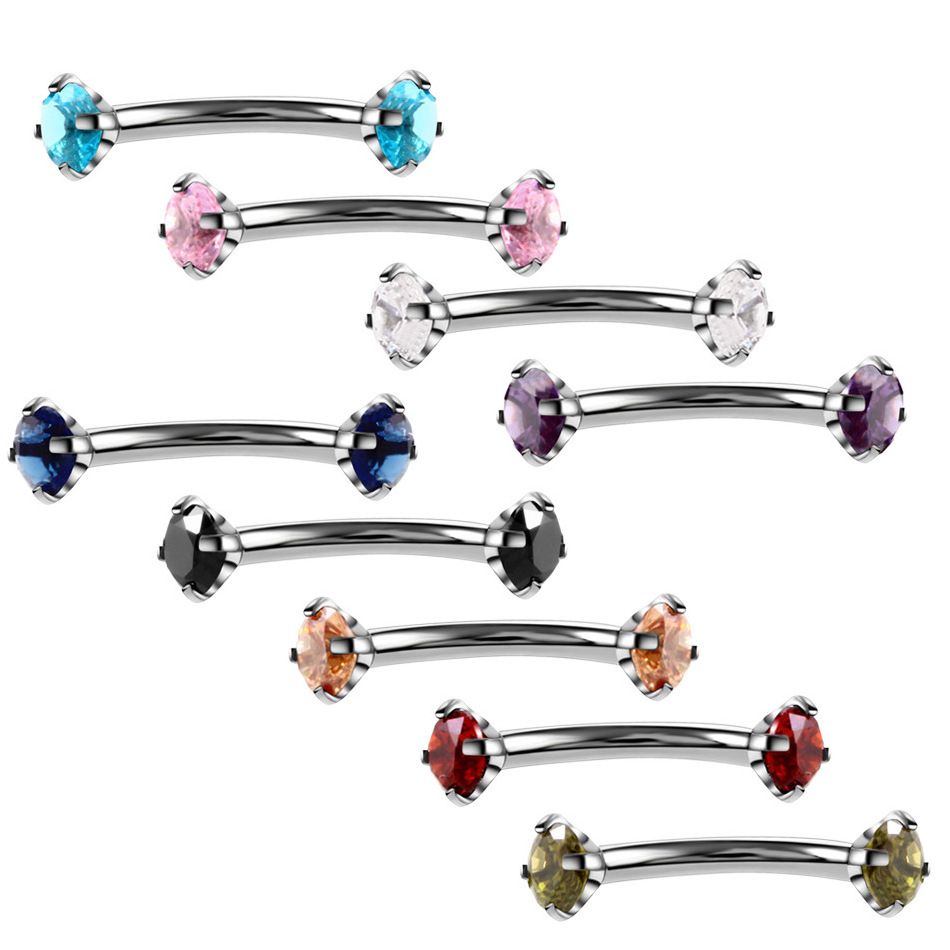 16G Surgical Steel Eyebrow Ear Navel Belly Lip Ring Body Piercing Jewelry Lip Ring Eyebrow Studs Cartilage Tragus Cubic Zirconia