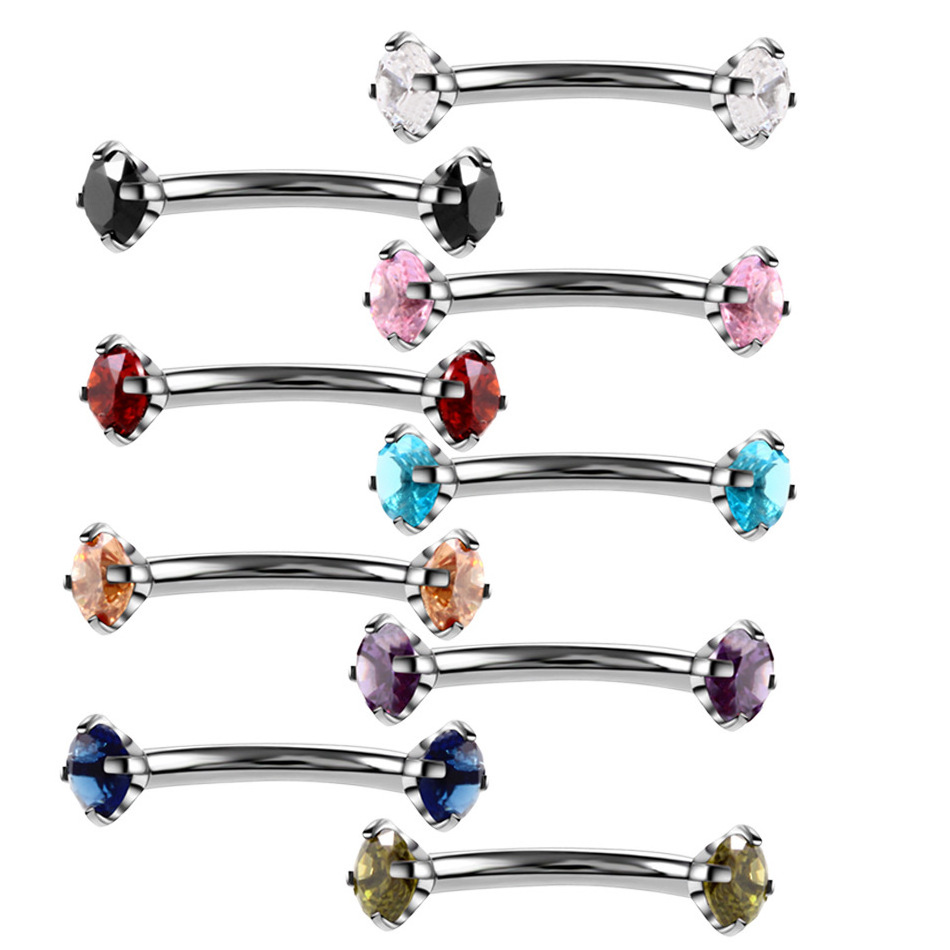 16G Surgical Steel Eyebrow Ear Navel Belly Lip Ring Body Piercing Jewelry Lip Ring Eyebrow Studs Cartilage Tragus Cubic Zirconia