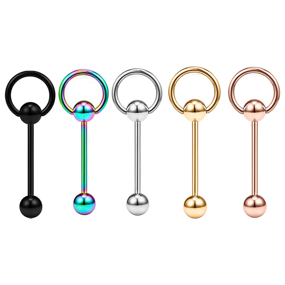 Assorted Tongue Rings, 14G Stainless Steel Tongue Piercing Rings Assorted Barbell bar Nipple Cute Tongue Rings for Women Men